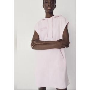Zara Dress Womens‎ Small Pink Los Angeles Sweatshirt Hooded Mini